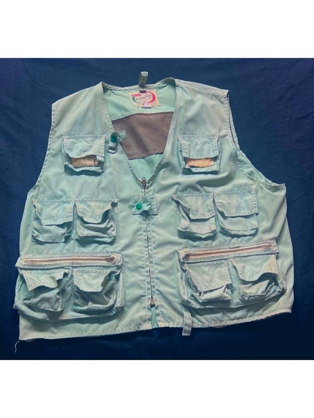 Vintage World Famous Fishing Vest Sanforized Deluxe 6303 Mens Large 1970s